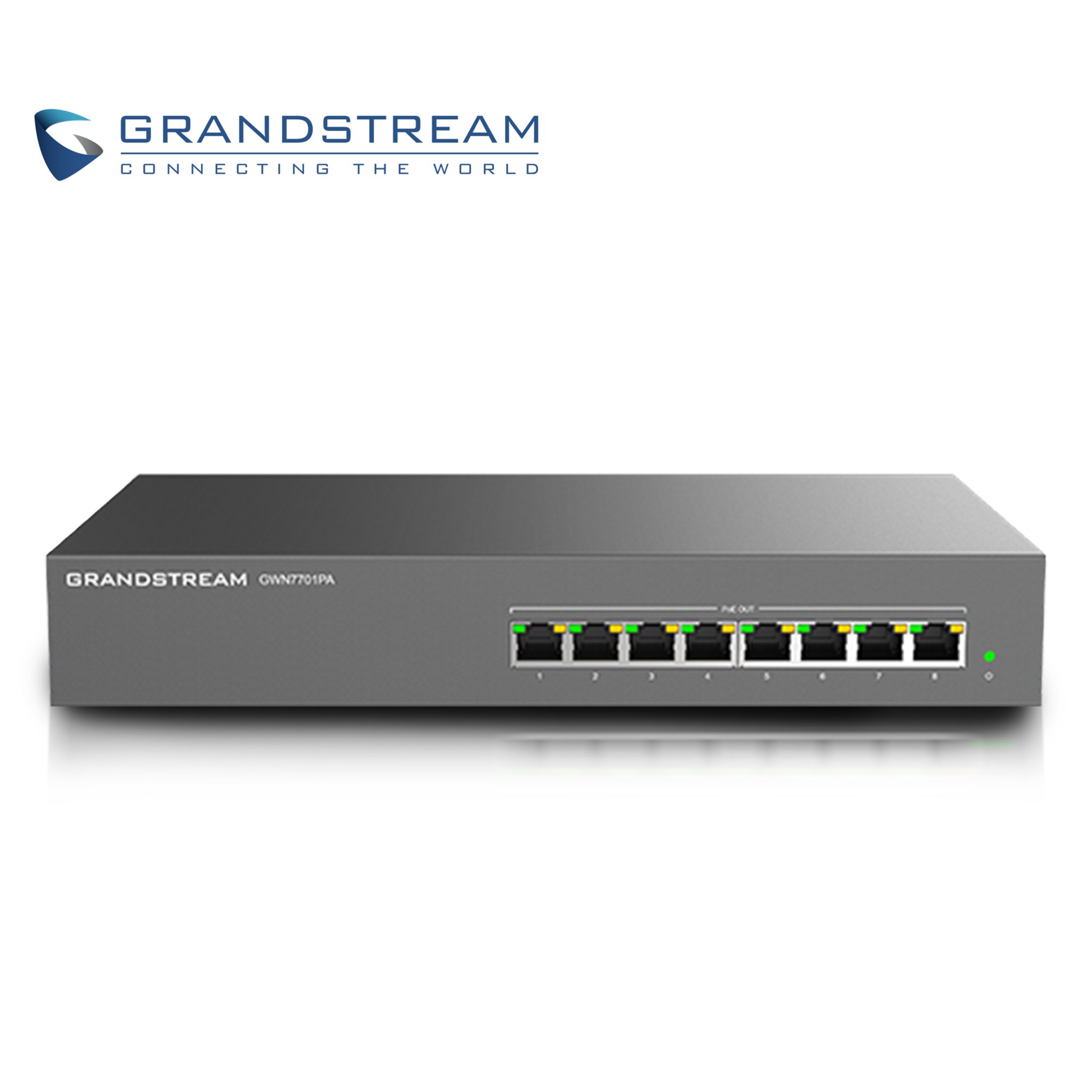 SWITCH NO ADMINISTRABLE POE+ GRANDSTREAM GWN7701PA / 8 PUERTOS 10/100/1,000MBPS / 8 PUERTOS POE+ AF/AT / MONTAJE ESCRITORIO/PARED / ALIMENTACION 100-240VCA/150W / METALICO