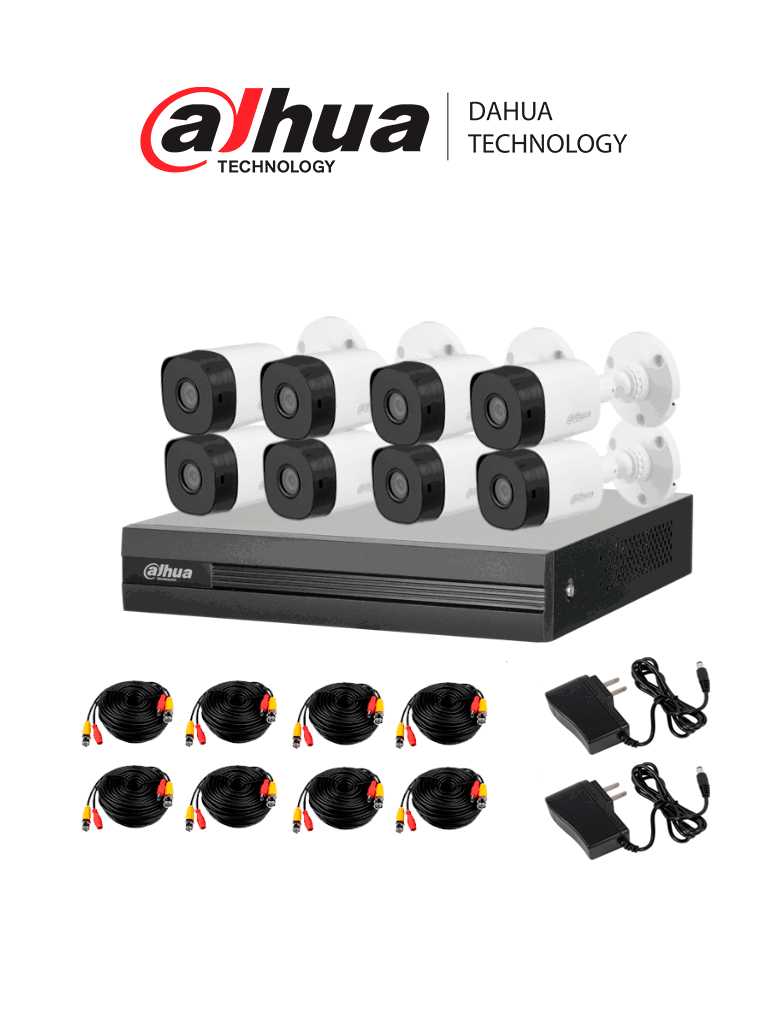 Imagen de DAHUA KITXVR1B08- I+8-B1A21- Kit de 8 Canales 2 Megapixeles DVR Cooper-I WizSense Con IA H.265+ 8 Camaras B1A21 1080p 8 Canales + 2 IP o Hasta 10 Canales IP 4 Canales SMD Plus Busqueda de Humanos y Vehiculos Accesorios Incluidos/