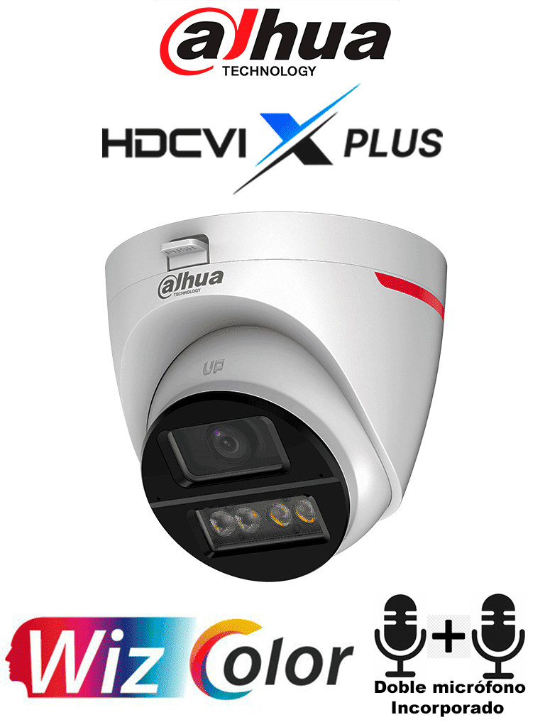 Imagen de DAHUA DH-HAC-HDW1549XN-A-PRO -Cámara Domo 5MP WizColor/Imagen 24 Horas a Color/Corrección de Dist de Imagen Mediante IA/ Iluminador Int con Luz Calida/ Hasta 50m Ilumin/ Doble Mic Incorp/ Campo de Visión de Hasta 101°/ WDR Real/ Policarbonato+Metal