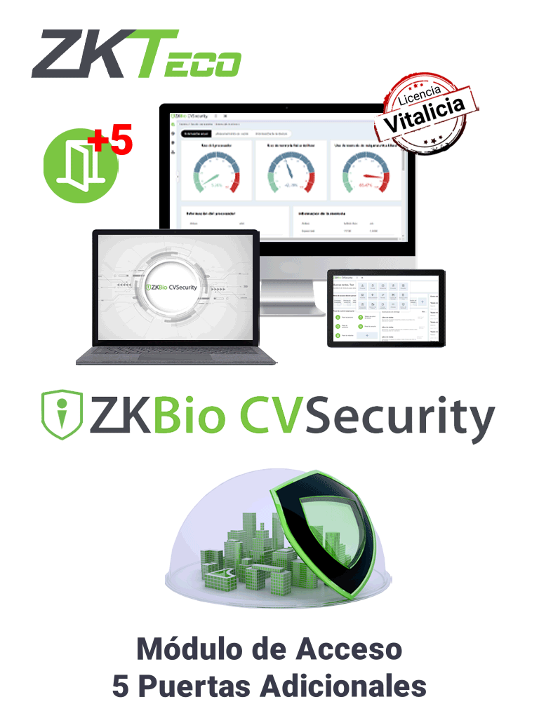 Imagen de ZKTECO ZKBIOCVACADDONP5 - Modulo Vitalicio de Control de Acceso para Agregar 5 Puertas adicionales en BioCVSecurity / Se necesita tener una licencia base