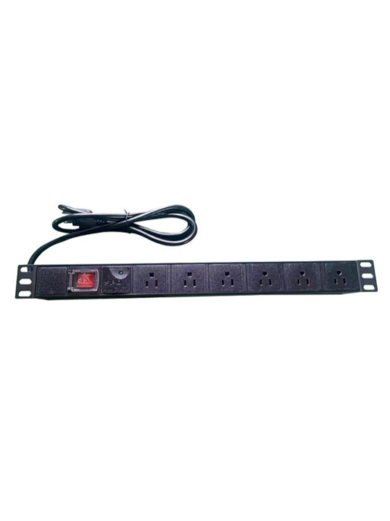 Imagen de SAXXON PDU06-15A - Barra PDU con 6 Contactos Individuales , 15 Amp , 120V , 1UR , Protección contra rayos , Aleación de Aluminio