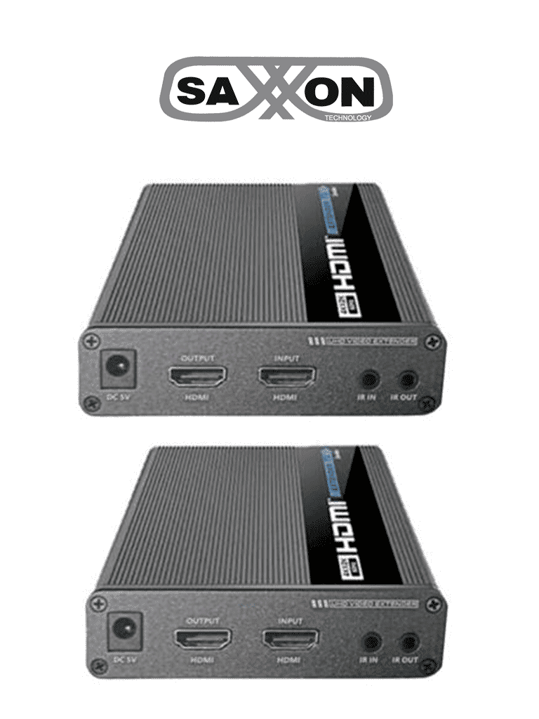 Imagen de SAXXON LKV676E- Kit extensor de video HDMI/ Resolucion 4K/ 60 Hz/ Hasta 70 metros con Cat 6/ 6A/ 7/ Cero latencia/ Loop HDMI/ Soporta HDR/ ARC/ Transmision IR