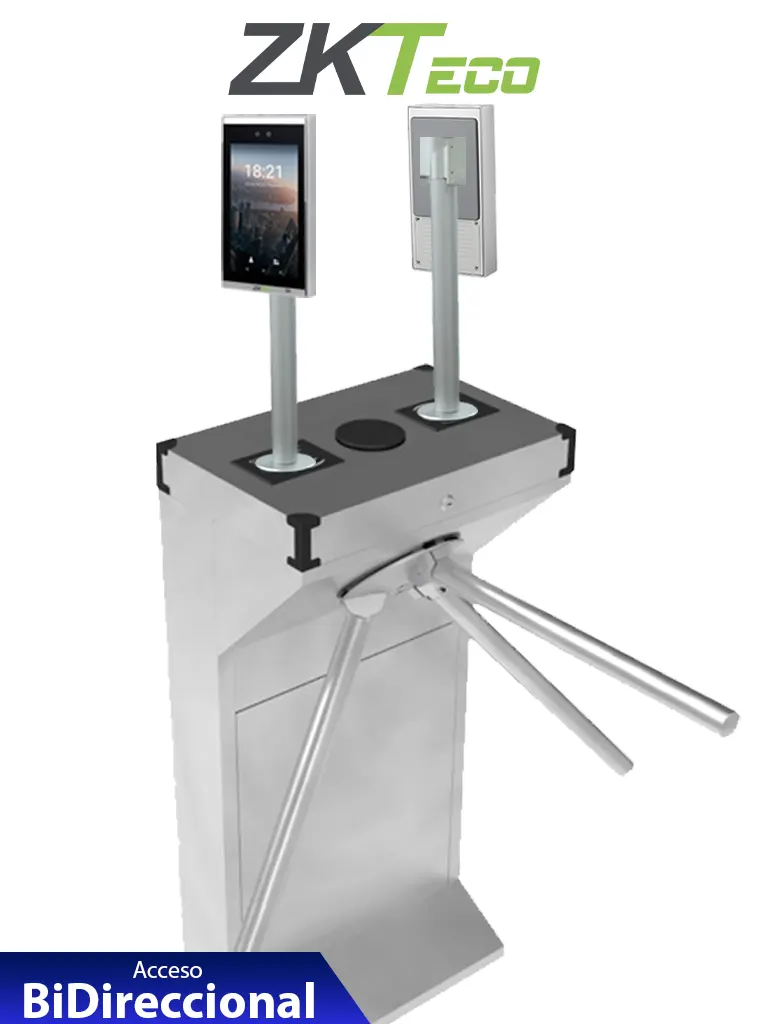 Imagen de ZKTECO - Kit Bidireccional de torniquete TS1000D con 2 equipos de acceso FaceDepot7BL