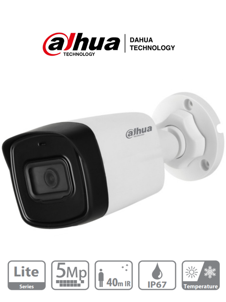 Imagen de DAHUA HAC-HFW1500TL-28 - Camara Bullet de 5 Megapixeles/ Lente de 2.8 mm/ 111 Grados de Apertura/ IR de 40 Mts/ IP67/ Starlight/ DWDR/ Soporta: CVI/CVBS/AHD/TVI/