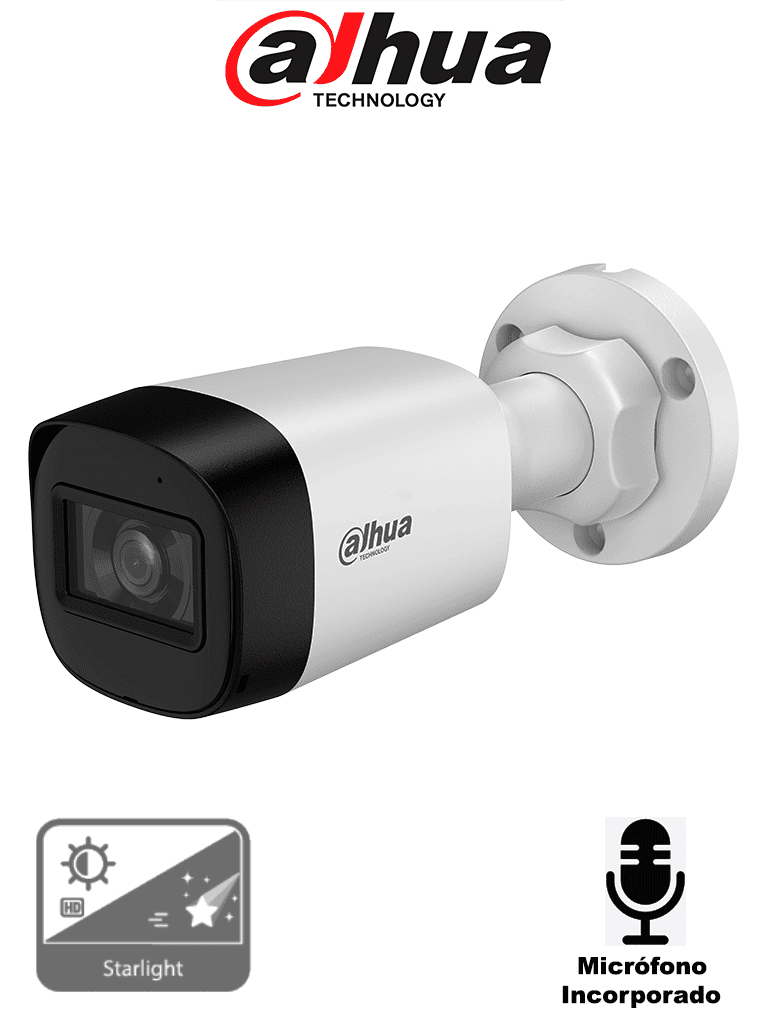 Imagen de DAHUA DH-HAC-HFW1500RLN-A-S3-DIP - Cámara Bullet de 5 Megapíxeles Starlight/ Micrófono Integrado/ Lente de 2.8mm/ Hasta 30 mts de Iluminación Inteligente/ IP67