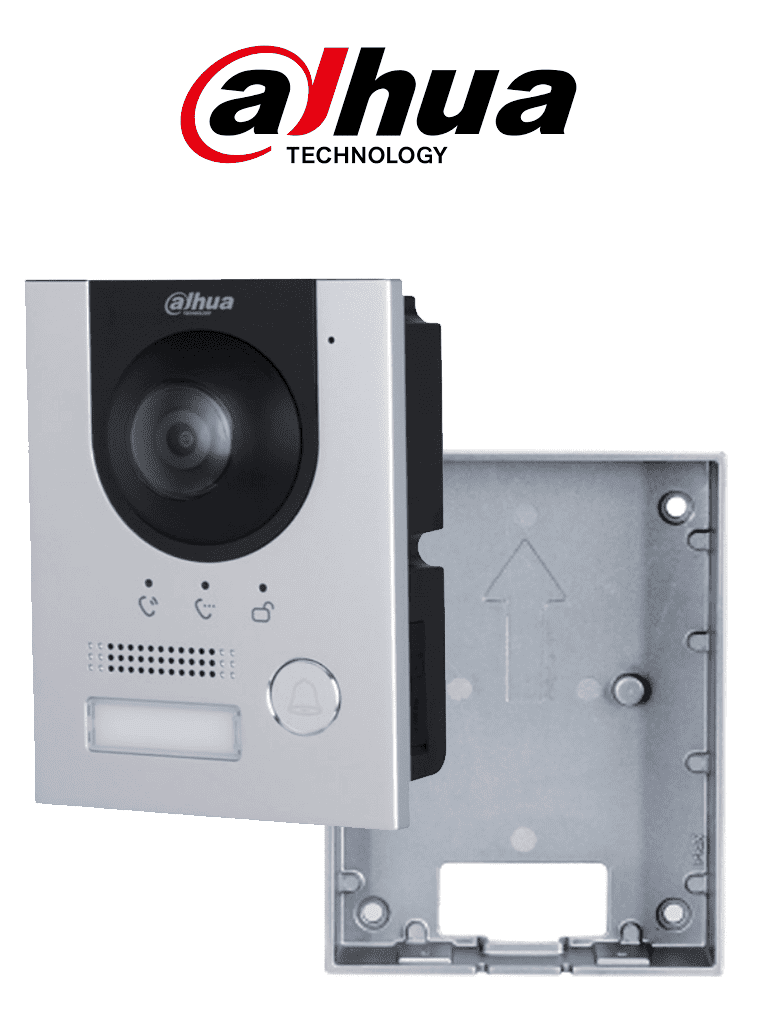 Imagen de DAHUA  Paquete de Frente de calle DHI-VTO2201F-P-S2 IP 2MP/ IK 07/ IP 65/ Control de Cerradura/ Aluminio/ Compatible con App DMSS/ Apertura remota/ Alimentación a 12V+ Caja de insatalación en muro VTM115 de video portero DAHUA