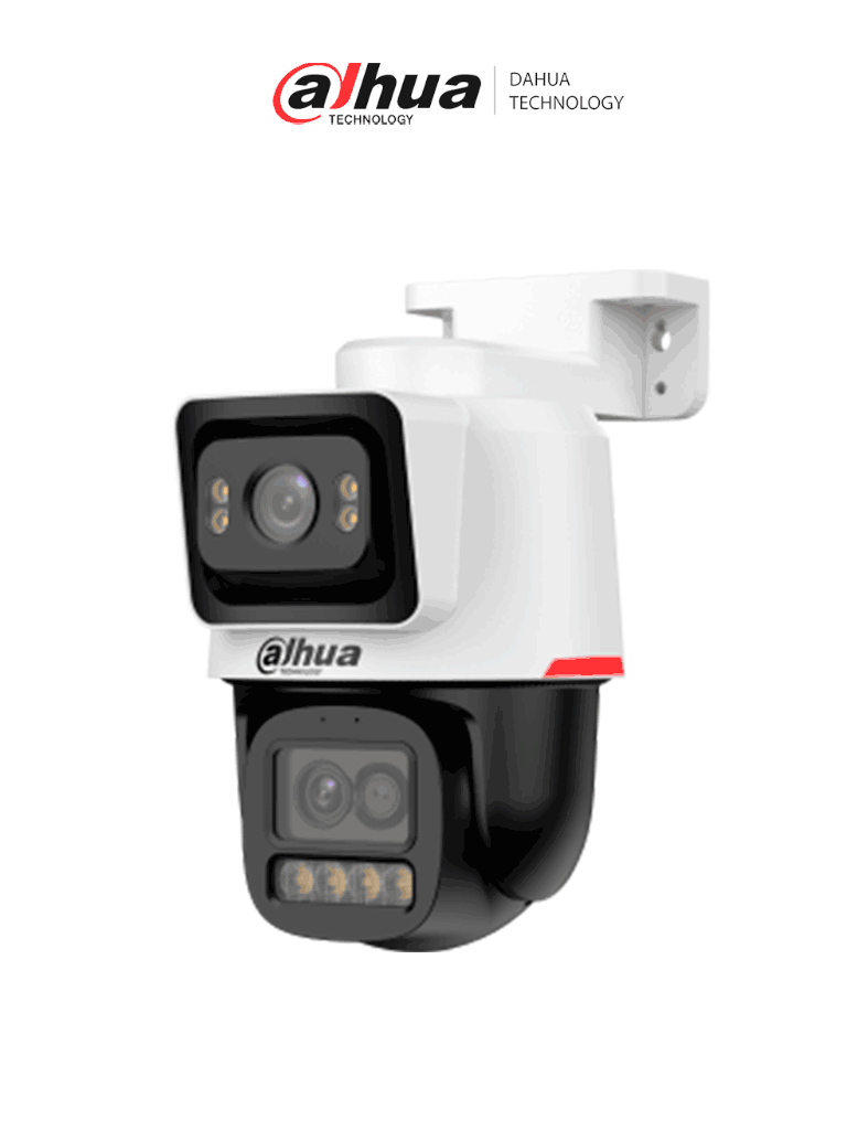 Imagen de DAHUA DH-IPC-PTS2449C-4E3Z-S-PV-PRO Cámara PT varifocal WizColor de 4 MP + 2 MP/6x de Zoom Hibrido/Protección perimetral /Audio Bidireccional/Disuasión activa/Tour/Auto Tracking/Luz cálida 30m-PT 50m/Lente fija:112°/Lente PT:81.5°/SMD3.0/PoE/