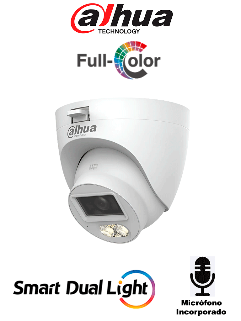 Imagen de DAHUA DH-HAC-HDW1801TLQN-IL-A-S3 - Cámara Domo 4K/ HDCVI X PLUS/ Iluminador Dual Inteligente/ Micrófono Incorporado/ Angulo de visión de 106°/ Iluminación de hasta 20 mts con IR o Luz Cálida/ WDR real de 120 dB