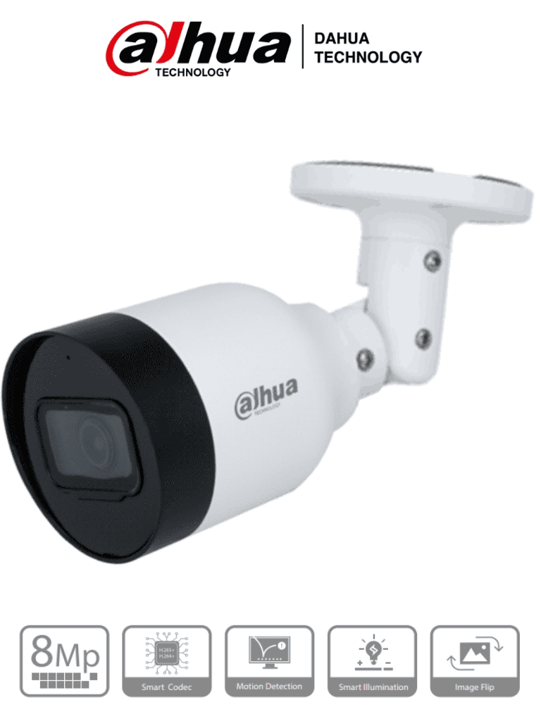 Imagen de DAHUA IPC-HFW1830S-S6 - Camara IP Bullet 4k/ 8 Megapíxeles/ Lente de 2.8 mm/ 105 Grados de Apertura/ Micrófono Integrado/ H.265/ IR de 30 Metros/ IP67/ PoE/ DWDR/