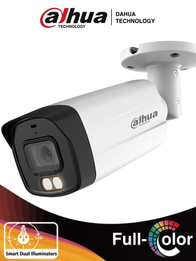 Imagen de DAHUA HAC-HFW1509TMN-IL-A - Cámara Bullet de 5 MP con Iluminador Dual Inteligente y Full Color. Equipado con lente de 2.8 mm y un ángulo de visión de 111° y con micrófono integrado. Ofrece iluminación visible hasta 40 mts, WDR de 130 dB