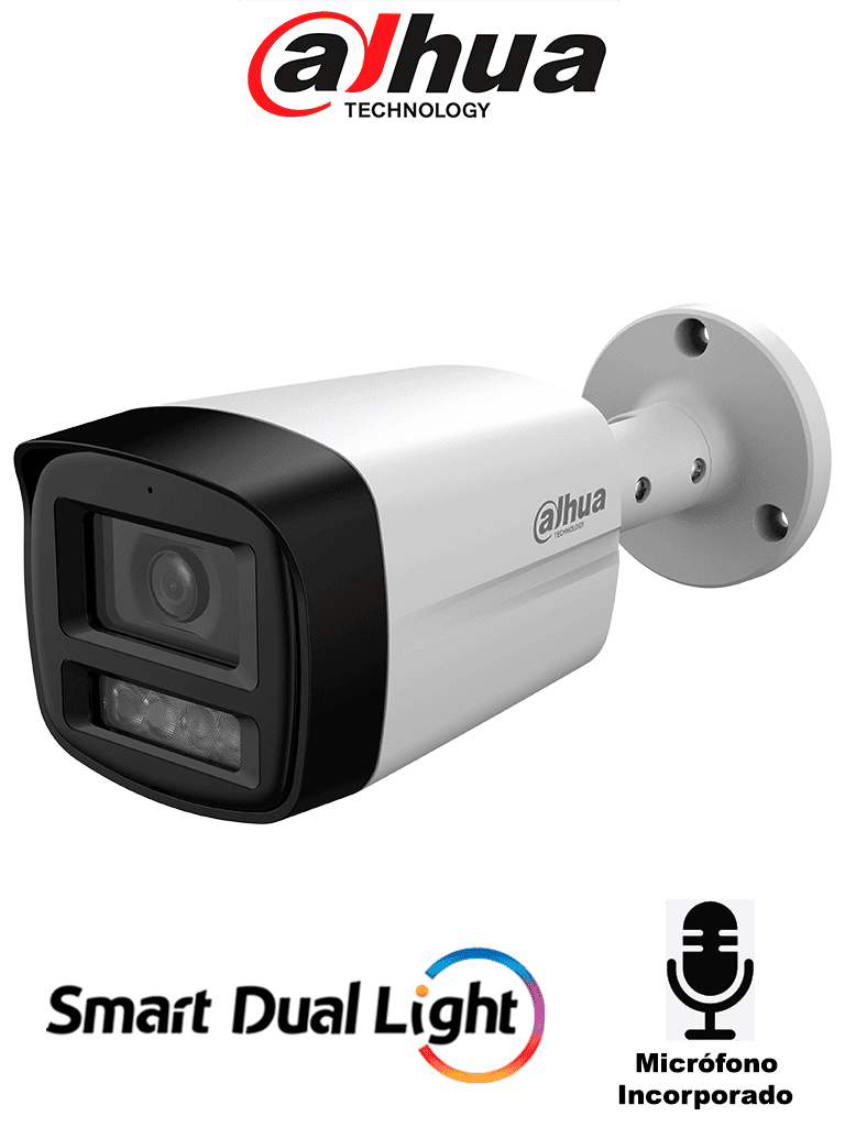 Imagen de DAHUA DH-HAC-HFW1801TLMN-IL-A-S3- Cámara Bullet 4k/ Iluminador Dual Inteligente / Lente de 2.8 mm/ 106 Grados de Apertura/ Microfono Integrado/