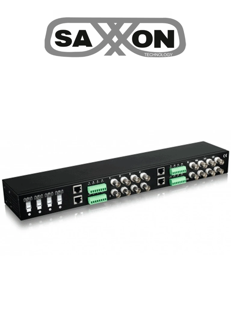 Imagen de SAXXON VBMC-01 - Transceptor pasivo de 16 canales, soporta resolución hasta 4K a 150m, HDCVI/TVI/AHD/CVBS, 720p a 350m, 1080p a 200m, 4MP a 200m