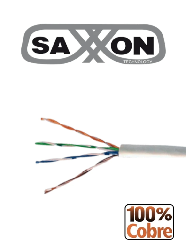 Imagen de SAXXON OWC6COPOUT100WH - Bobina de Cable UTP Cat6 100% Cobre/ 100 Metros/ Uso Exterior/ Color blnco Cubierta LDPE/ 4 Pares/ Soporta Pruebas de Rendimiento/ Cumple con Estandares ISO / IEC 11801 Ed2; EIA / TIA568B/ UL/ Ideal para Cableado de Redes y Video/