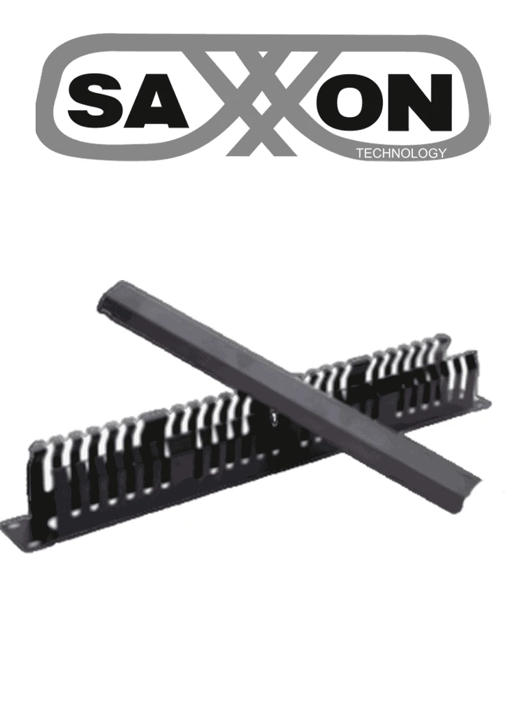 Imagen de SAXXON CO-48P - Organizador de cables horizontal con tapa para rack de19" / 1U / 48 posiciones / Color Negro / Tapa y Base Metálica