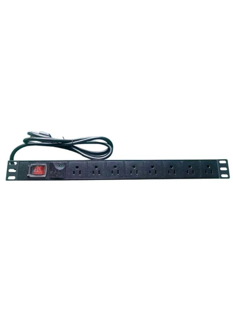 Imagen de SAXXON PDU08-10A - Barra PDU con 8 Contactos Individuales , 10 Amp , 120V , 1UR , Protección contra rayos , Aleación de Aluminio