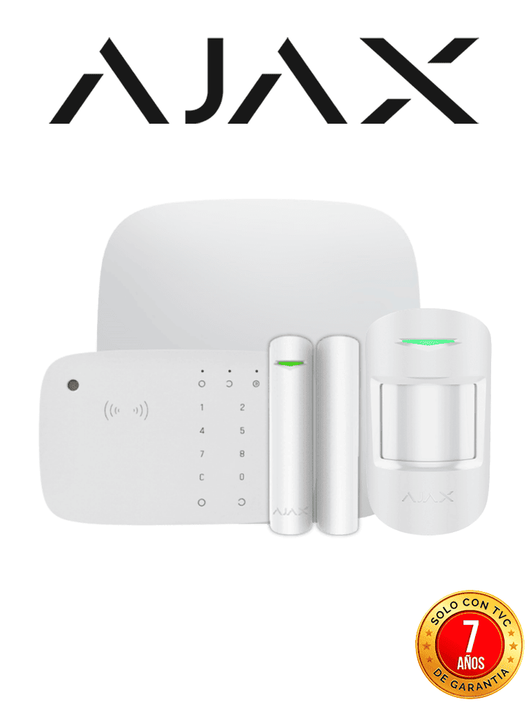 Imagen de AJAX KIT HUB2 4G KEYPADCOMBI - Panel de alarma Hub2 4G conexión ETHERNET- 4G APP “AJAX PRO” iOS y Android , 1 sensor de movimiento, 1 detector puerta o ventana, 1 Teclado táctil inalámbrico con sirena incluida y lector DESFire.