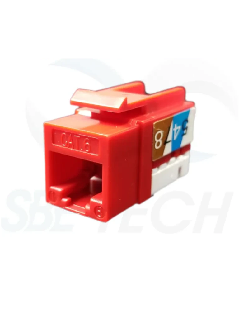 Imagen de SBE TECH SBE-JACKC6-RD - Modulo jack keystone RJ45 / 8 Hilos / CAT 6 / Compatible con calibres AWG 22-26 / Color Rojo