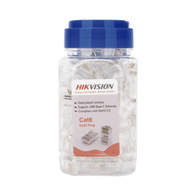 Bote con 100 Piezas de Plug Modular RJ45 / Cat 6 / Chapado en Oro a 15 Micras / Sin Blindaje / Facil Instalación / Uso Interior / Soporta Norma TIA-568B / Cumple con RoHS 2.0