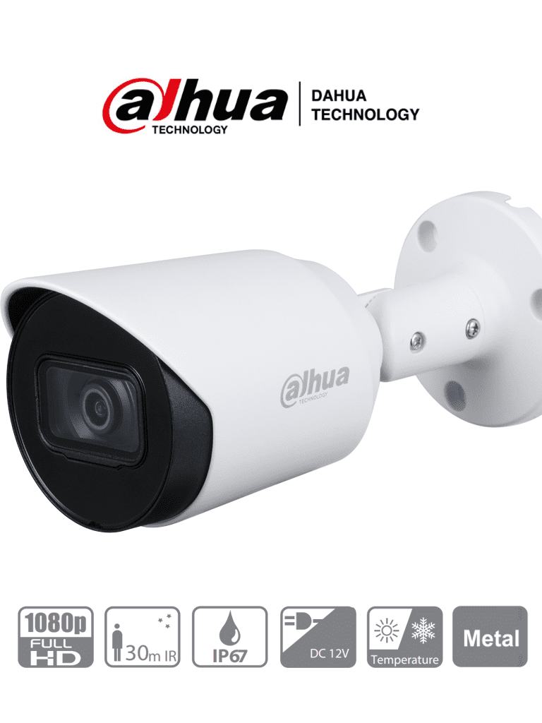 Imagen de DAHUA HAC-HFW1200T-36- Camara Bullet de 2 Megapixeles/ Lente Fijo de 3.6mm/ 83 Grados de Apertura/  Smart IR 30 Metros/ IP67/ Metalica/ BLC/ HLC/ DWDR/ TVI AHD y CBVS/