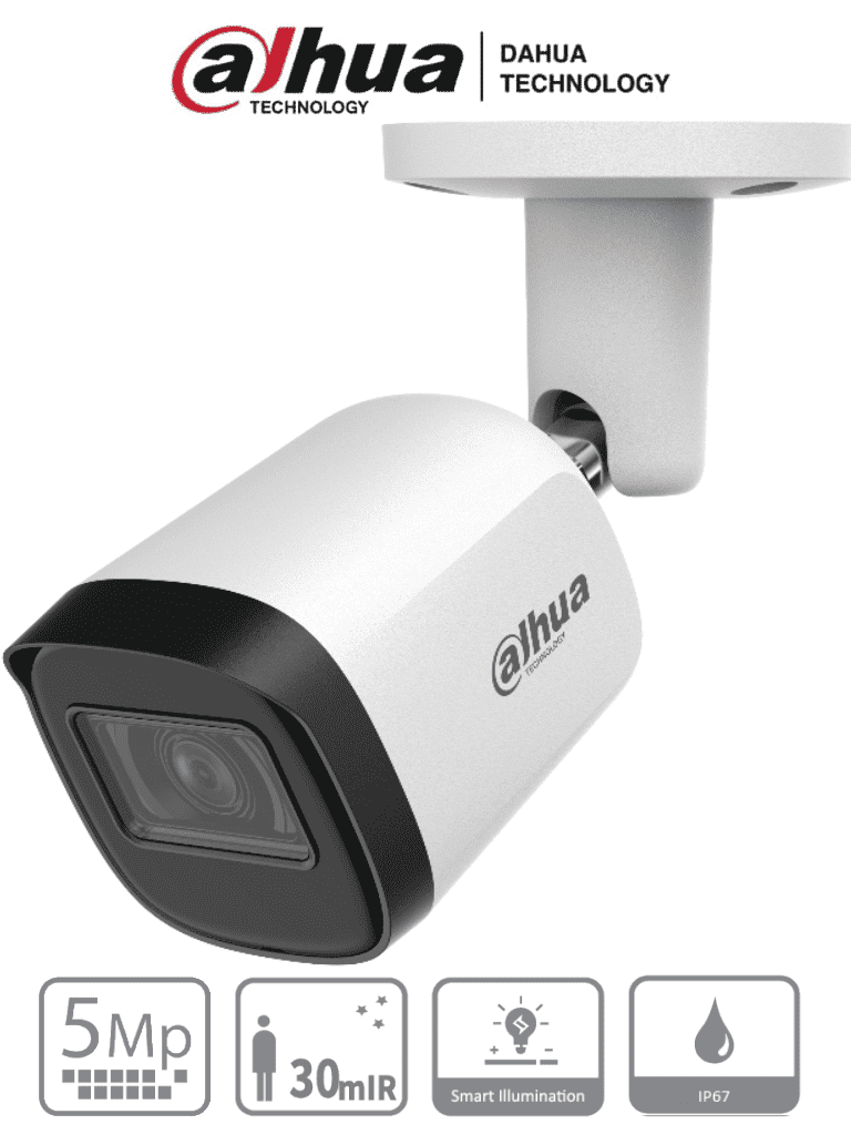 Imagen de DAHUA HAC-B2A51N-U-28-S2 - Camara Bullet de 5 Megapixeles/ Lente de 2.8mm/ Angulo de visión 106 grados/ IR de 30 Mts/ IP67/ Metalica/ CVI/CVBS/AHD/TVI/