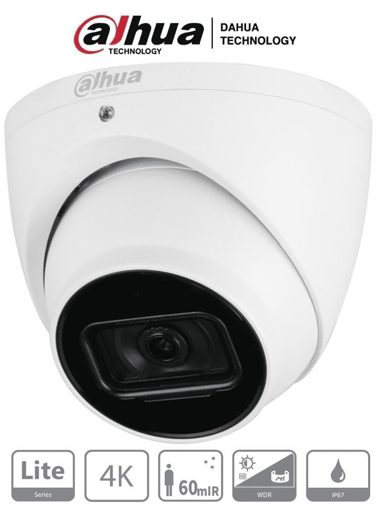 Imagen de DAHUA DH-HAC-HDW1801TN - Camara Domo 4k/  8 Megapixeles/ Lente de 2.8mm/  106 Grados de Apertura/ IR de 60 Metros/ Metalica/ WDR Real de 120 dB/ IP67/ Soporta: CVI/CVBS/AHD/TVI/