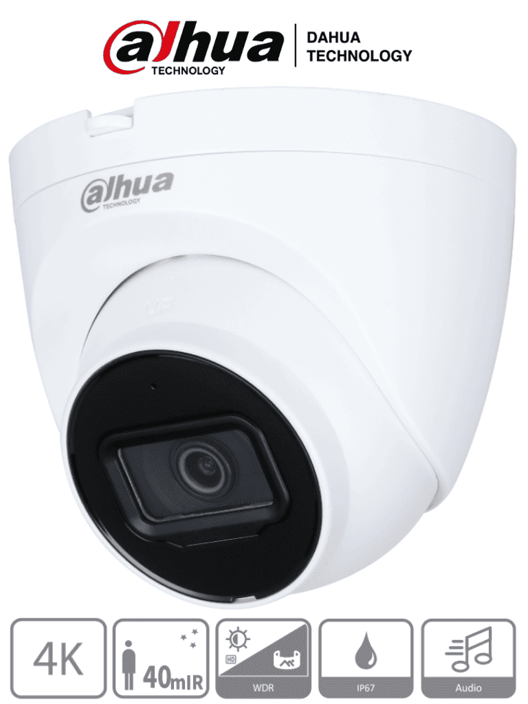 Imagen de DAHUA HAC-HDW1801TQN-A - Camara Domo 4k/ 8 Megapixeles con Microfono Integrado/ Lente de 2.8mm/ 106 Grados de Apertura/ IR de 40 Metros/  Super Adapt/ Instalación Rapida/ WDR Real de 120 dB/ IP67/ Soporta: CVI/CVBS/AHD/TVI/