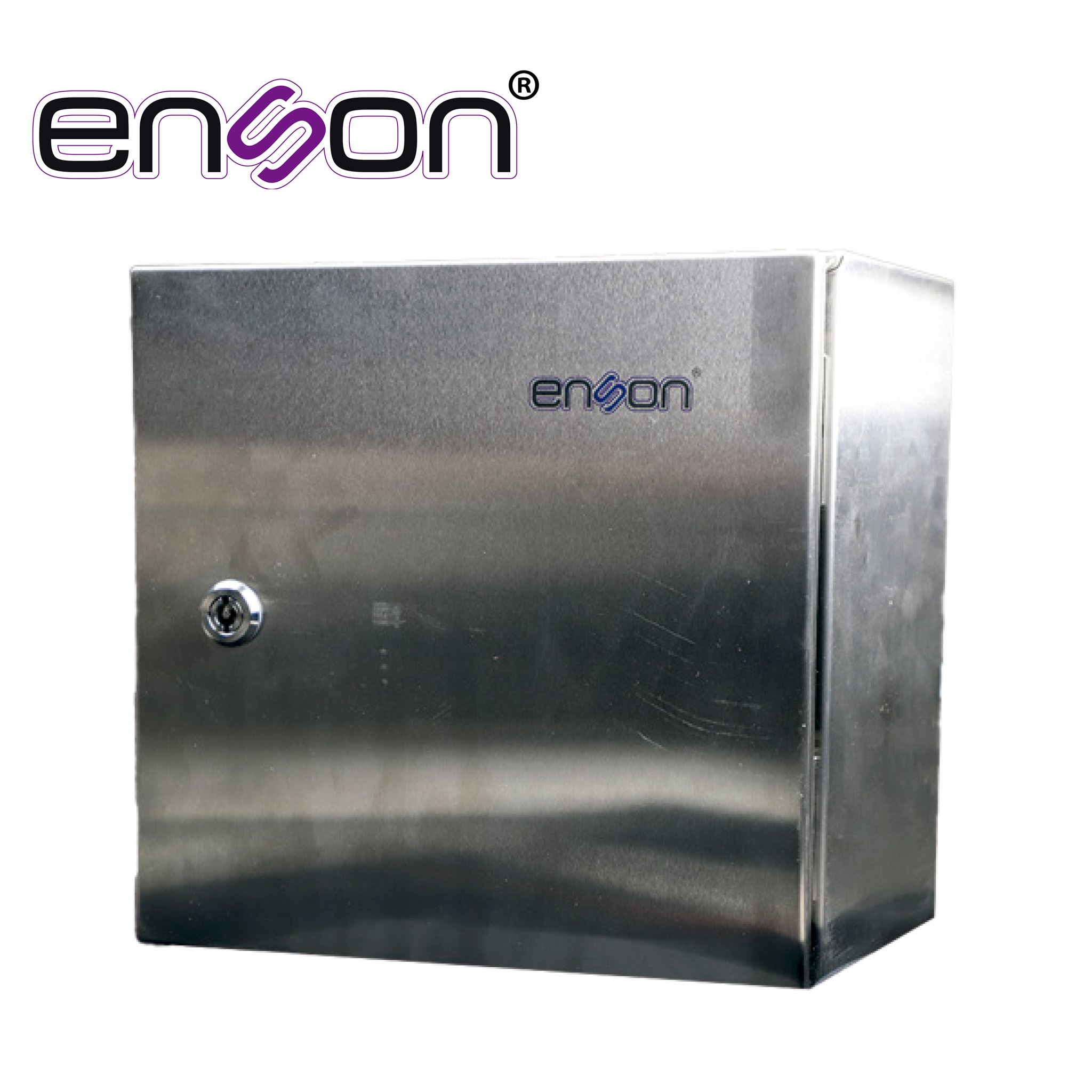 GABINETE DE ACERO INOXIDABLE ENSON ENS-INOX315 MONTAJE EN PARED / MEDIDAS 300MM ALTO × 300MM ANCHO × 150MM PROFUNDIDAD / CUERPO Y PUERTA DE 1.2 MM DE ESPESOR / PLACA DE MONTAJE GALVANIZADA DE 1.5 MM / GRADO DE RESISTENCIA MECÁNICA IK10 / BISAGRAS EN ACERO
