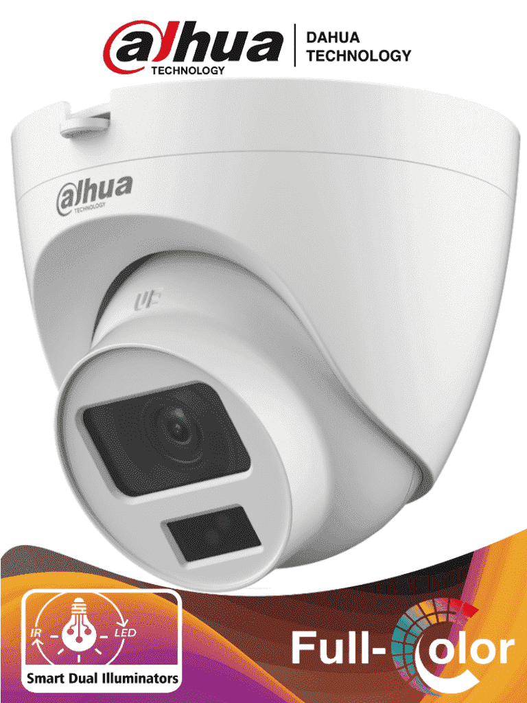 Imagen de DAHUA HAC-HDW1500CLQ-IL-A - Camara Domo de 5 Megapixeles/ Iluminación Dual Inteligente + FullColor/ Lente de 2.8 mm/ 106 Grados de Apertura/ 20 Metros de IR y Luz Visible/ Microfono Integrado/ IP67/ Soporta: CVI/CVBS/AHD/TVI/