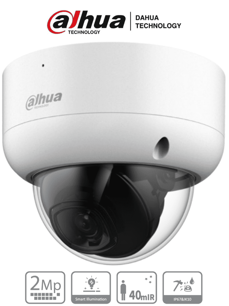 Imagen de DAHUA HAC-HDBW1200EA - Cámara Domo de 2 Megapíxeles Antivandálica/ 1080p/ Lente 2.8 mm/ 115 Grados de Apertura/ IR de 40 Metros/ Super Adapt/ Protección IK10/ Uso Exterior IP67/ Soporta: HDCVI/TVI/AHD y CVBS/