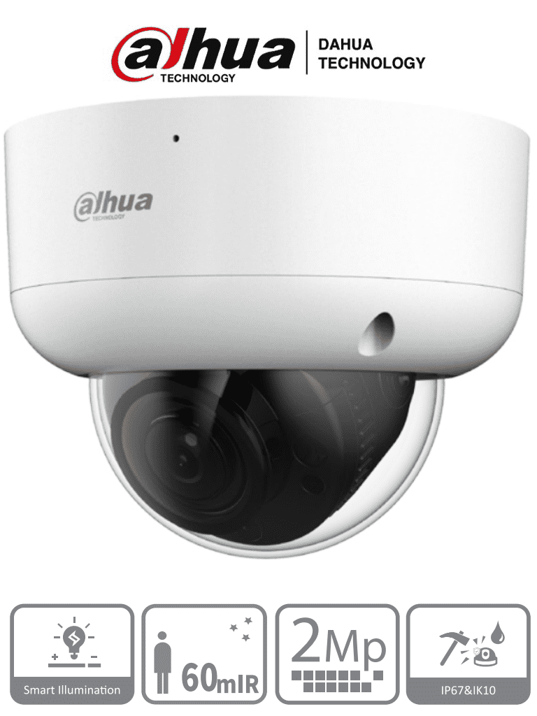 Imagen de DAHUA DH-HAC-HDBW1200RAN-Z - Camara Domo Antivandalica de 2 Megapixeles/ Lente Motorizado de 2.7mm a 12mm/ Super Adapt/  IR de 60 Metros/ IP67/ IK10/