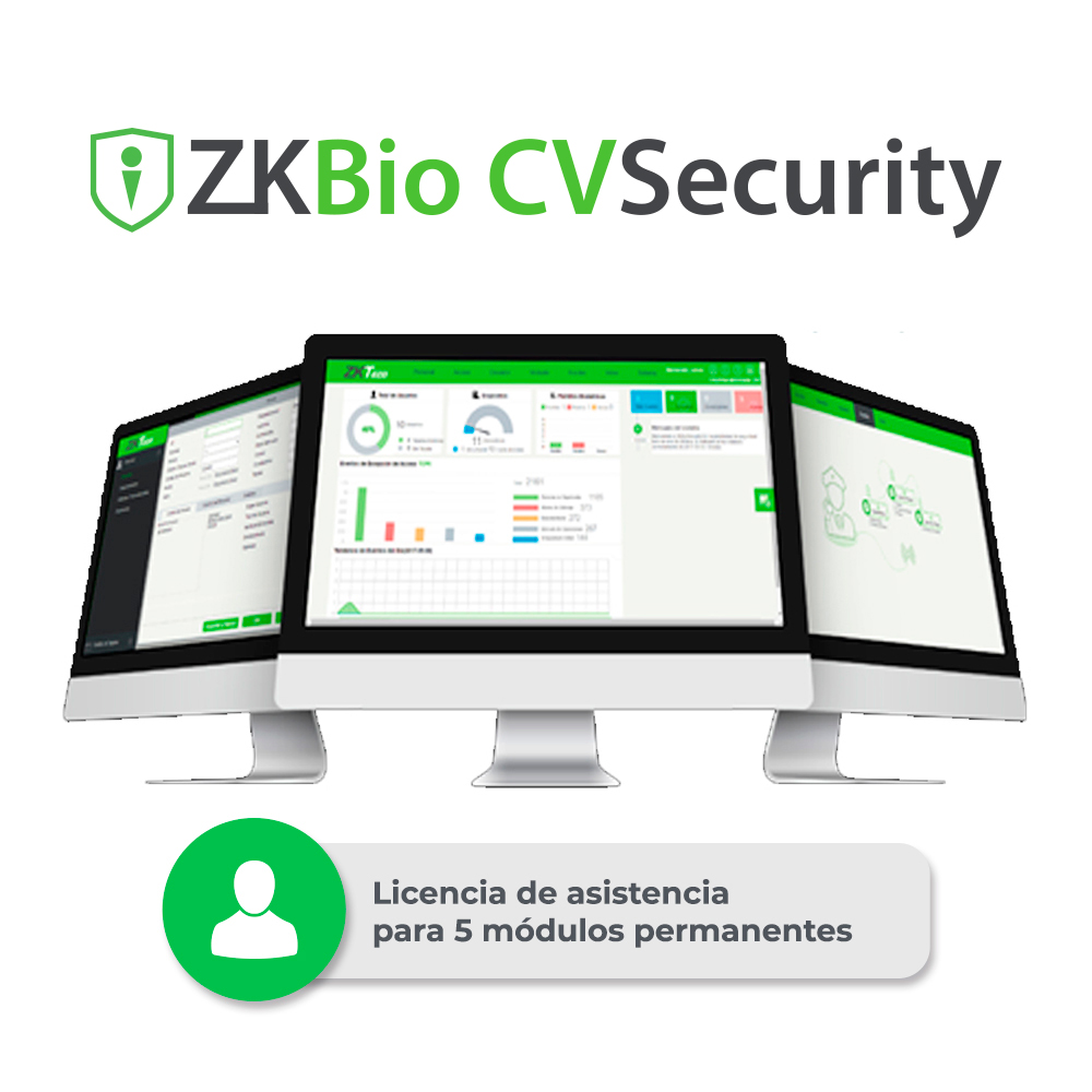 LICENCIA BIO CVSECURITY MODULO DE ASISTENCIA ZKTECO ZKCV-TA-P5 PARA 5 PUNTOS DE ASISTENCIA PERMANENTE COMPATIBLE CON G1,G3