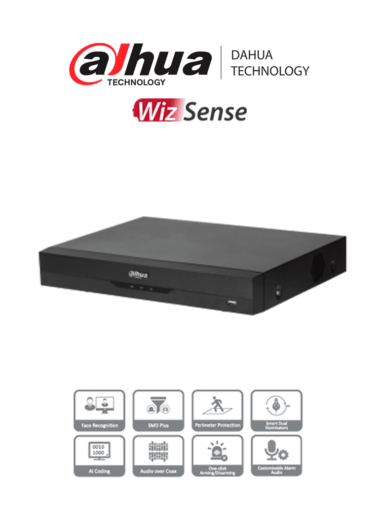 Imagen de DAHUA XVR5104HE-I3 - DVR de 4 Canales de 5 Megapixeles Lite/ WizSense/ H.265+/ + 2 Ch IP/ Hasta 6 Canales IP/ 1 Ch de Reconocimiento Facial/ SMD Plus/ 1 Bahía de Disco Duro/ E&S Alarmas/ Soporta HDCVI/AHD/CVBS/IP