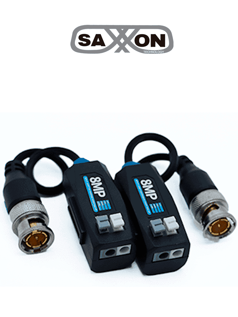 Imagen de SAXXON SXCF800 - Par de Transceptores Pasivos 4K / Botónes Push /  8MP ( 4K ) hasta 200 Metros / 1080P hasta 250 Metros / Soporta HDCVI / AHD / TVI / CBVS / Fácil Conexión