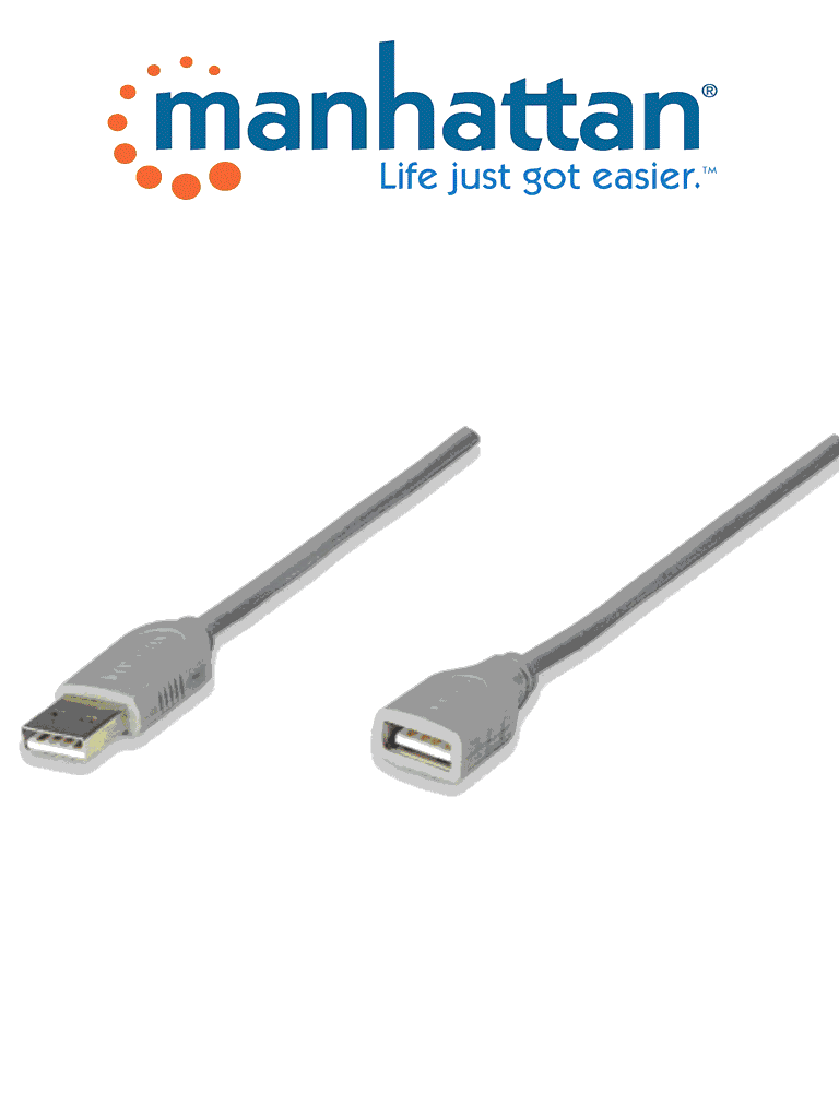 Imagen de MANHATTAN 165211 - Cable de Extensión USB Macho a USB Hembra/ 1.8 Metros/ Velocidad Máxima de Hasta 12 Mbps/ UL 2725/ USB 1.1/