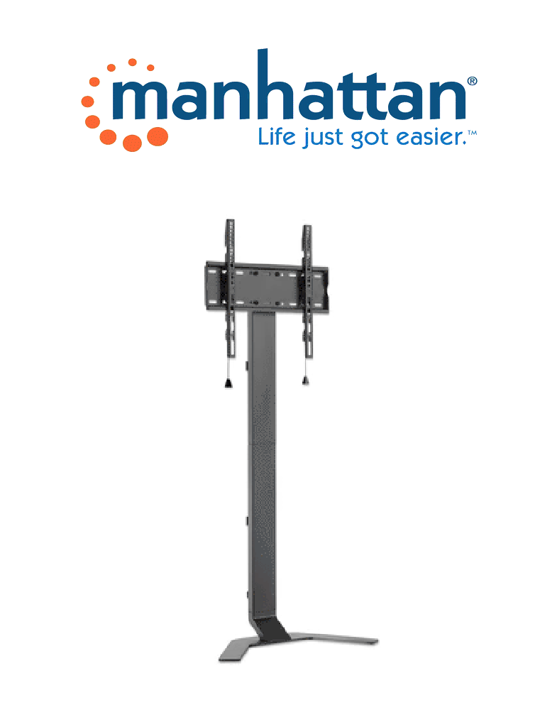 Imagen de MANHATTAN  462044 - Soporte de piso para TV Soporta una pantalla de 32 "a 70" de hasta 40 kg, inclinación de -10 a 3°, altura ajustable, se adapta al sistema de montaje VESA de la pantalla, construcción de aluminio y acero, negro (Sobre Pedido) #