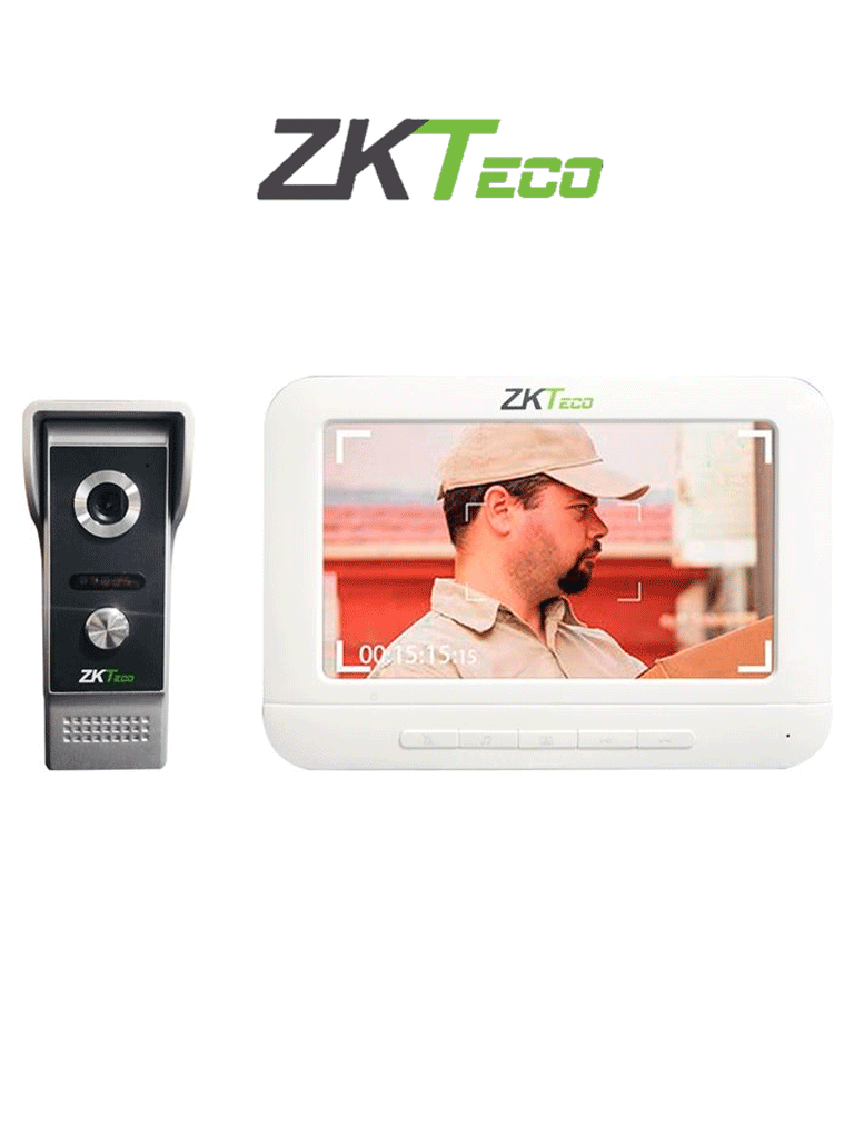 Imagen de ZKTECO VDP03B3 Kit - Kit de Videoportero Analógico / Monitor de 7 Pulgadas / Frente de Calle con cámara de 1 MP / Angulo de Visión 87° /  Conexión hasta 4 monitores