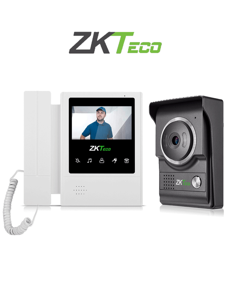 Imagen de ZKTECO VDP04B4 Kit - Kit de Videoportero Analógico / Monitor de 4.3 Pulgadas / Frente de Calle con cámara de 1 MP / Ángulo de Visión 80° / Conexión hasta 4 monitores