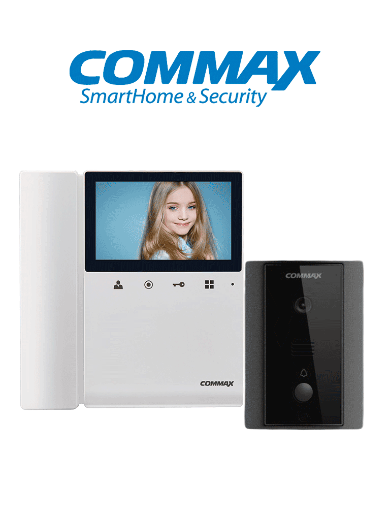 Imagen de COMMAX CDV43K2DRC4LN - Kit de videoportero Commax a color con monitor de 4.3 pulgadas y auricular, frente de calle, comunicación con audio y video, función de apertura de puerta no requiere configuración