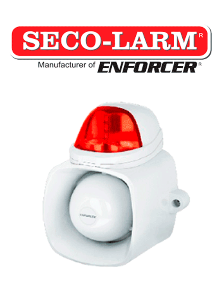 Imagen de Seco-Larm SH816SSQR- Sirena autónoma de 120 dB  . Altavoz de 25W con entrada de audio para emisión de mensajes   IP65 estrobo rojo