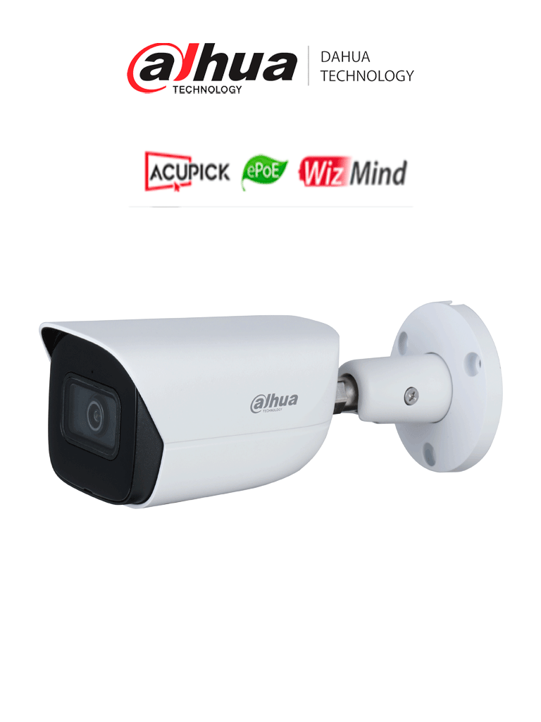 Imagen de DAHUA DH-IPC-HFW5541EP-ASE-0280B-S3 - Cámara Bullet de 5 MP/ WizMind/ Lente 2.8/ LED IR de 50 m/ metadatos de video/ E&S de alarma y audio/ Ranura para micro SD/ MIC incorporado/Protección Perimetral/ Conteo de Personas/ ePoE/ IP67/ SMD 3.0/ AcuPick