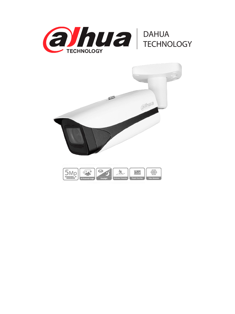 Imagen de DAHUA DH-IPC-HFW5541E-ZE Camara IP Bullet de 5 MP/ WizMind/ Lente Motorizado de 2.7 mm–13.5/ H.265+/ IR de 50 Metros/ Ranura para MicroSD/ IP67, IK10/ Face Detection/ Protección Perimetral/ Conteo de Peronas/ePoE/ SMD 3.0/ AcuPick