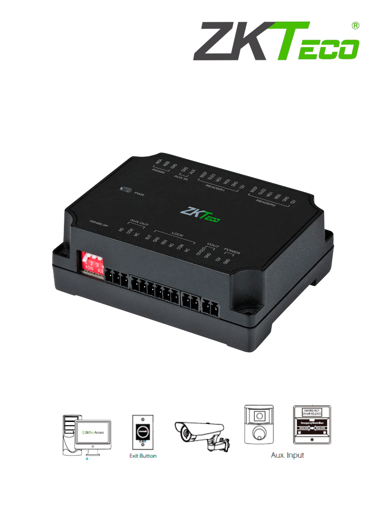 Imagen de ZKTECO DM10 -  Expansor para Panel de Control de Acceso C2-260 ZKT0720004 para Aumentar 1 Puerta por medio de RS485 / Agregando el Expansor DM10 puedes Aumentar y Controlar hasta 8 Puertas / Cuenta con Comunicación Wiegand /