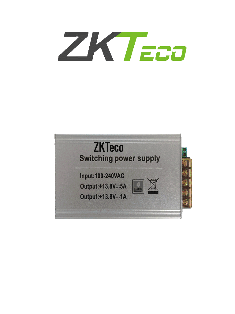 Imagen de ZKTECO TPM005B - Fuente de Poder para Gabinete ZKTECO / 110V de Entrada / 12V de Salida / Compatible con Paneles InBio