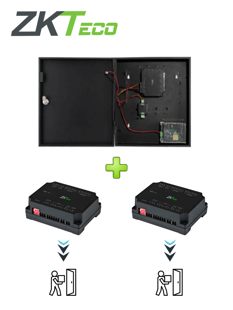 Imagen de ZKTECO C2260BP - Paquete de Panel de Control de Acceso para 2 puertas con Gabinete Metálico / Incluye 2 Expansores DM10 Para 2 Puertas Adicionales / Comunicación RS485