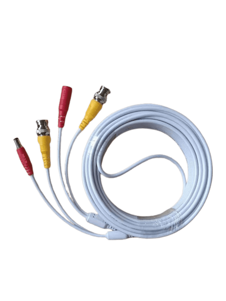 Imagen de TCE LMG-BNC10W-Cable Coaxial Armado de 10 Metros para Video y Energía / Color Blanco / Soporta Cámaras HD / Conectores BNC y de Energía  /  Soporta: AHD/CVI/TVI/CVBS