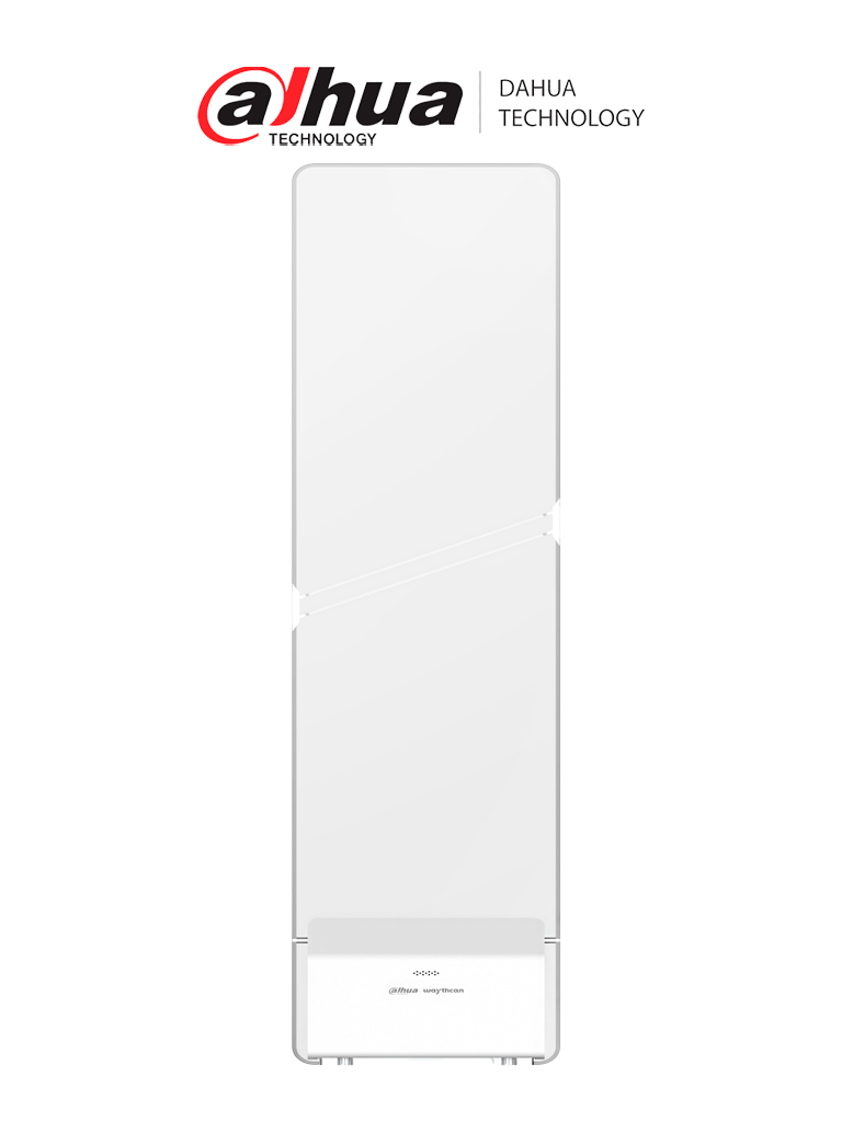 Imagen de DAHUA DHI-ISC-EAA8-C118-P Antena AM Principal (Maestra) 58 kHz ofrece detección de etiquetas de hasta 2 metros, diseño en acrílico transparente con luz de fondo LED ajustable en 5 colores, y alarma regulable.  Compatible con Antena DHI-ISC-EAA8-C101-R