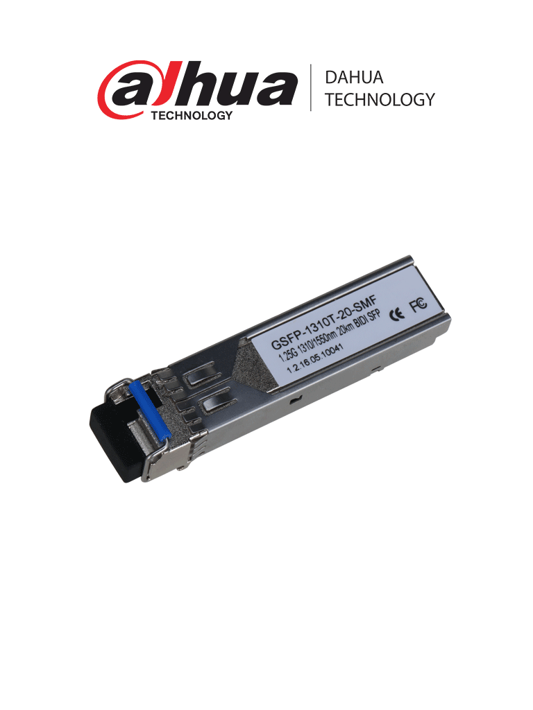 Imagen de DAHUA GSFP-1310T-20-SMF - Modulo de Fibra Optica SFP/ Monomodo/ Transmisión Bidirecciónal/ Conector LC/ Hasta 20Km/ TX 1310nm,RX 1550nm
