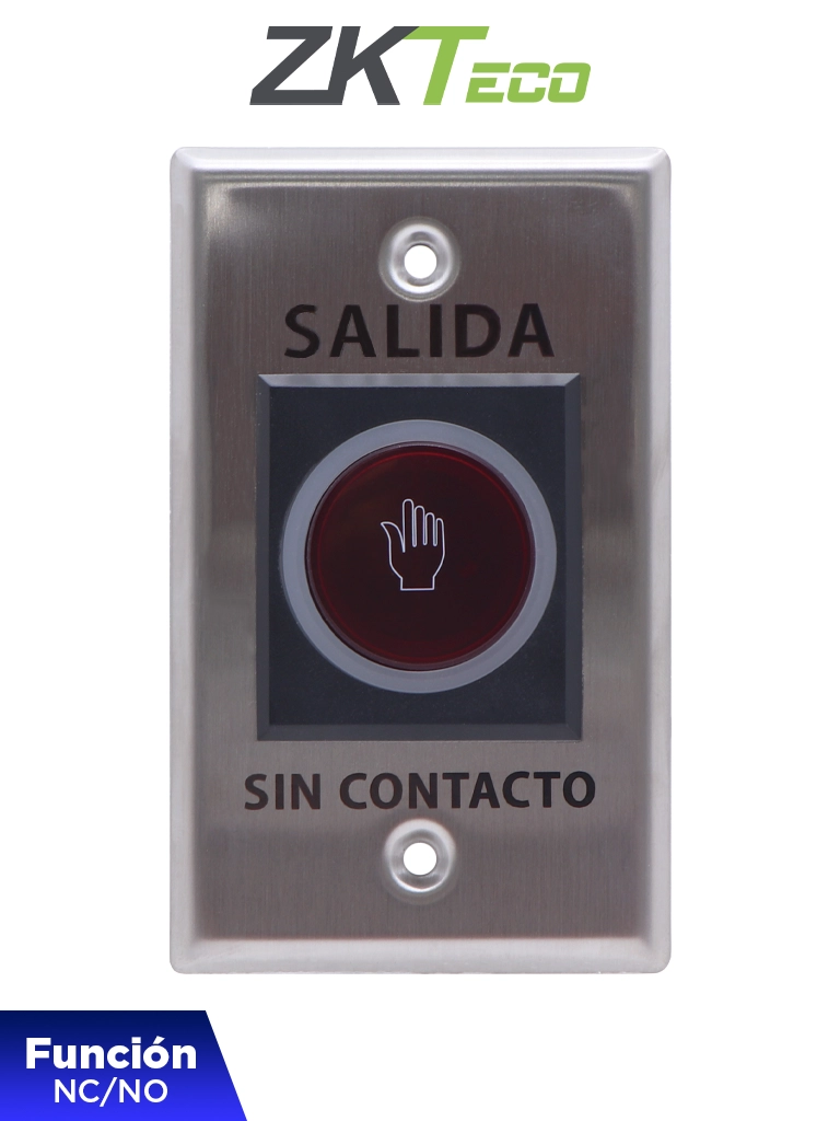 Imagen de ZKTECO TLEB102 - Botón de Salida sin Contacto, Serie K11, Indicador LED, Acero Inoxidable, 12 VCC, Función NC/NO, Distancia de Detección hasta 10 cm