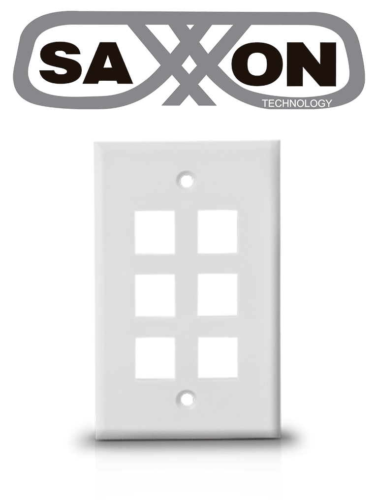 Imagen de SAXXON A1756A - Placa de pared / Vertical / 6 Puertos tipo keystone / Color blanco