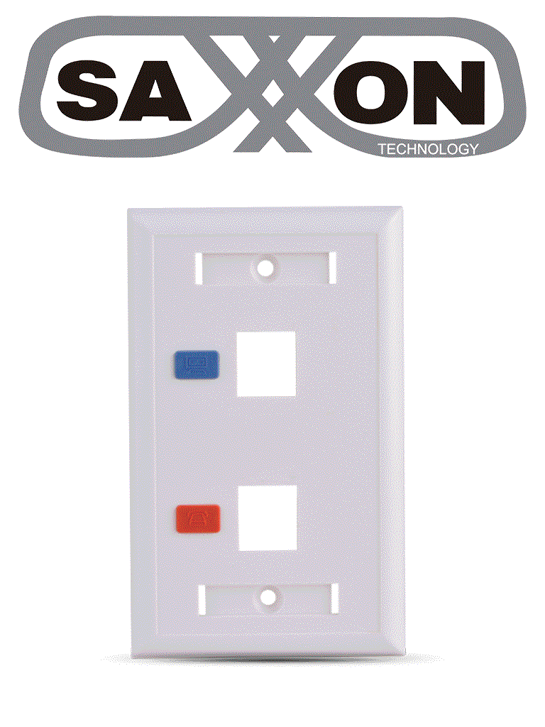 Imagen de SAXXON A1752E - Placa de pared / Vertical / 2 Puertos tipo keystone / Color blanco / Con etiquetas